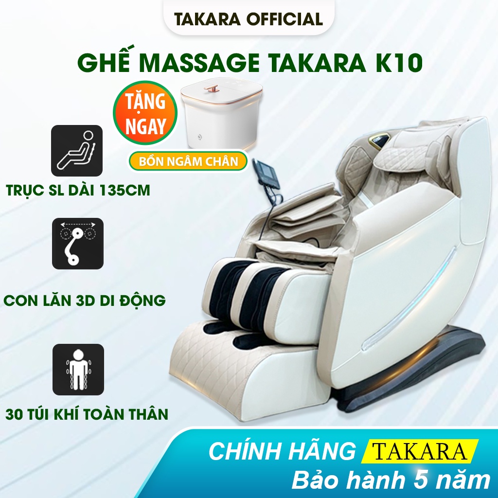 Ghế Massage Toàn Thân Takara K10 Công Nghệ Nhật, Máy Matxa Với Con Lăn Di Động BH 5 Năm