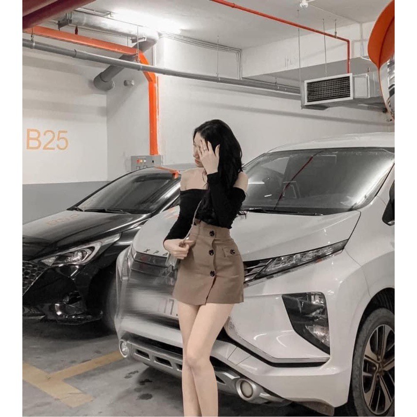 Chân Váy Nhung Nữ Cạp Cao 3 cúc | BigBuy360 - bigbuy360.vn