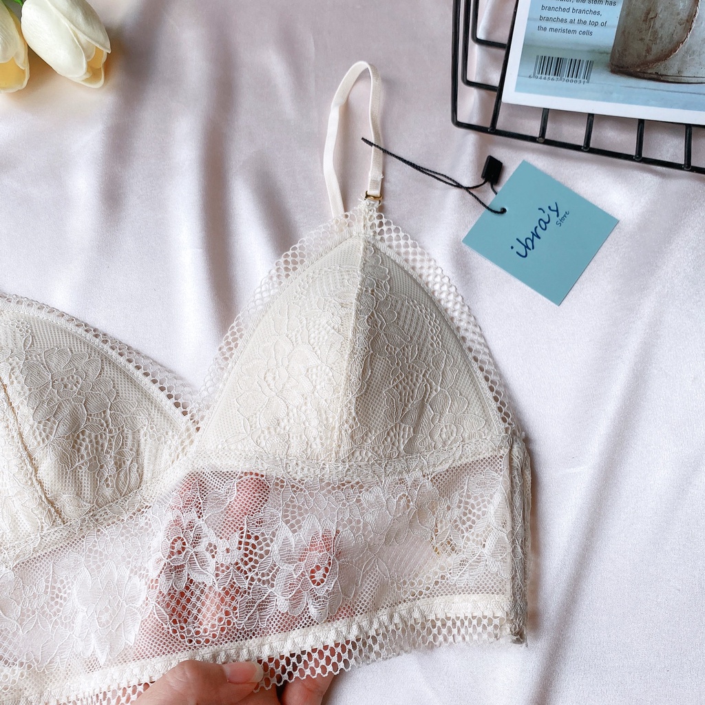 Áo Bra Ren IBRA'S STORE Áo Ngực Bralette Hở Lưng Sexy Không Gọng có Mút Đệm Lót mỏng mềm mại gợi cảm Quyến rũ iBra A23