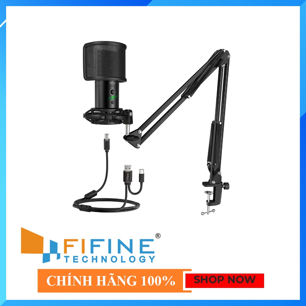 FIFINE T683 KIT - HÀNG CHÍNH HÃNG - Mic thu âm cổng USB-A/-C dành cho Máy tính