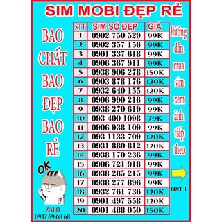 Sim mobi giá rẻ 💝💝💝 tặng data tặng phút gọi💝LIST SỐ 1