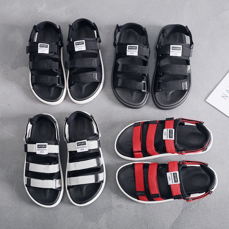 Giày sandal nữ quai dán, SANDAL đi học 3 quai unisex đế cao su cao cấp