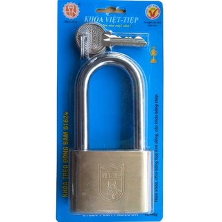 Ổ Khóa cửa treo Việt Tiệp đồng thau CÀNG DÀI 6 phân VT01624 (khóa bấm)