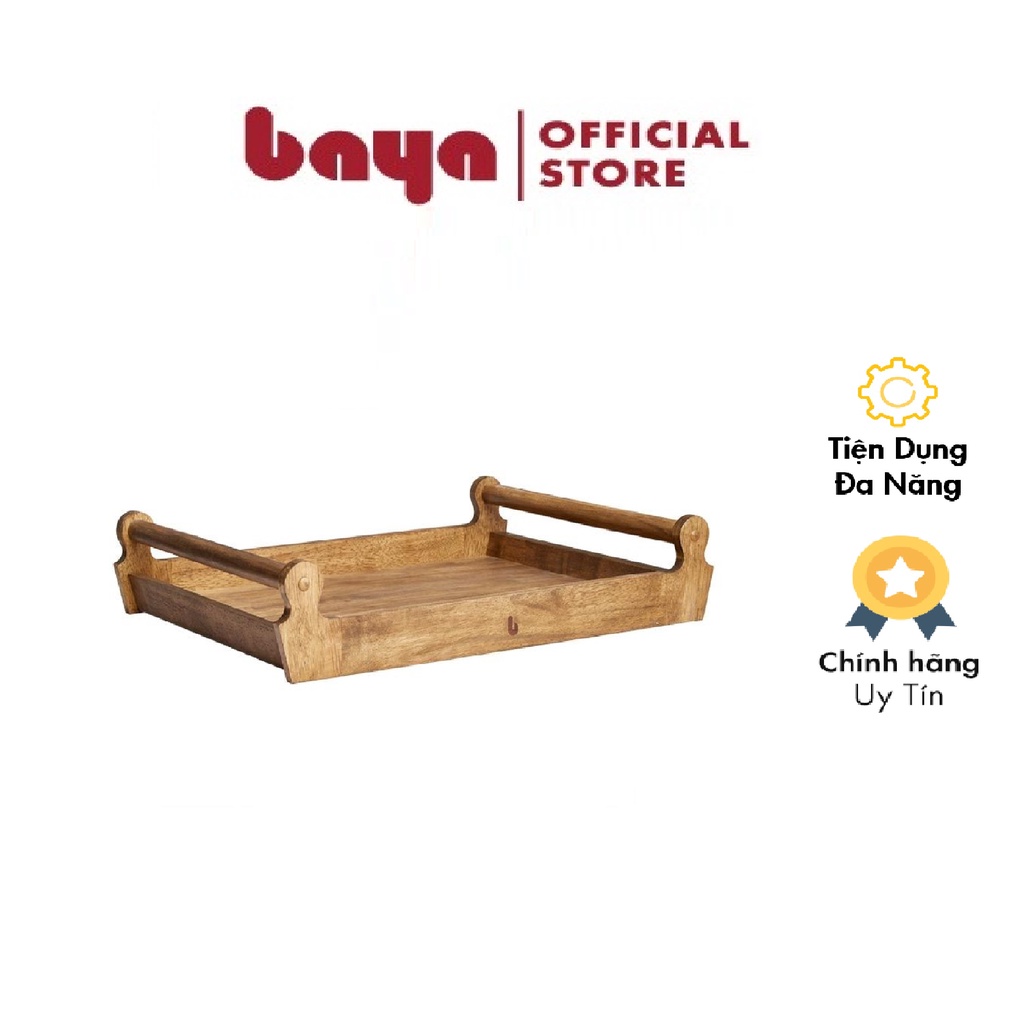 Khay đựng thức ăn decor BAYA NAPA chất liệu gỗ cao su hình chữ nhật 1100341