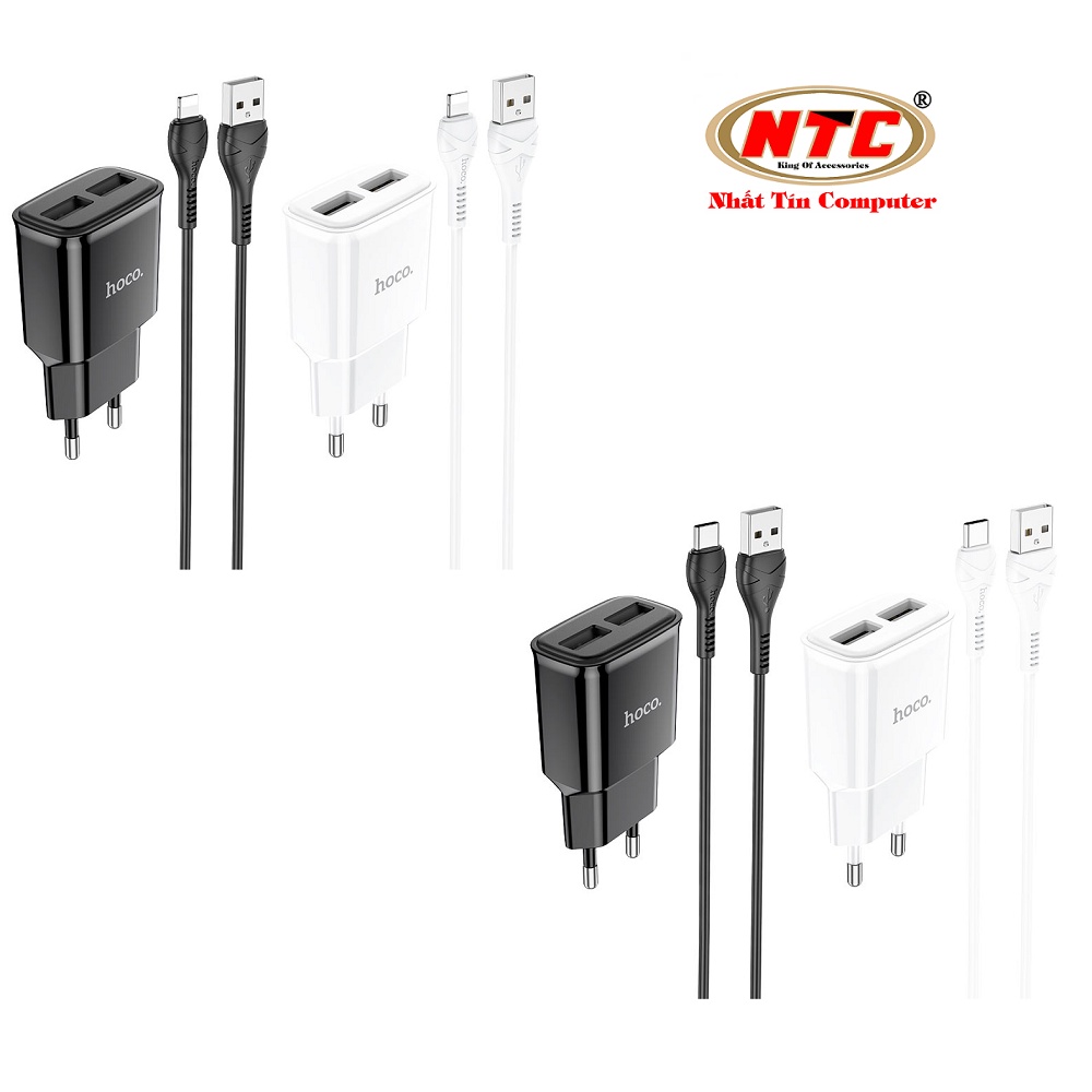 Bộ sạc Hoco C88A 2 cổng USB kèm cáp TypeC / LN tùy chọn (Màu Random) - Hãng phân phối chính thức