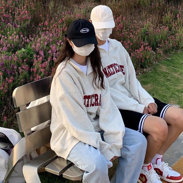 Áo Sweater Nỉ Ngoại Khóa Kéo SANATTIC 🦋 Áo Thun Nam Nữ Dài Tay Cổ Cao Dáng Rộng 🦋