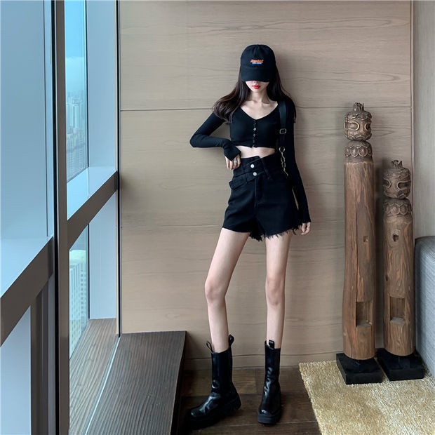 Quần Short Denim Lưng Cao Ống Rộng Thời Trang Mùa Hè Plus Size Cho Nữ 2022