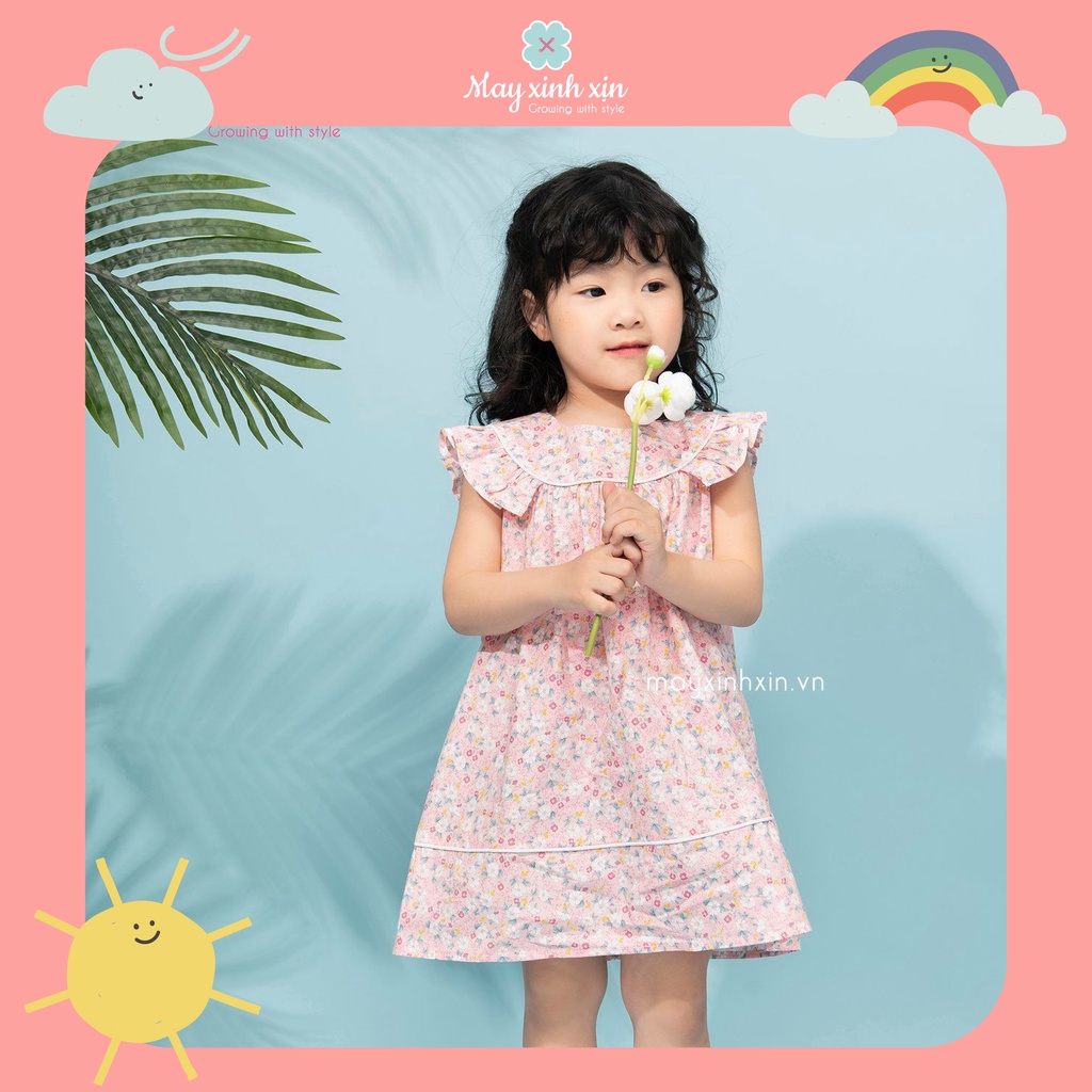 Váy bé gái MAY XINH XỊN thô hoa nhí hồng Baby Poppy