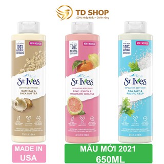 [NK Mỹ] Sữa tắm St.Ives 650ml Cam chanh I Yến Mạch I Muối biển tẩy tế bào chết nhập khẩu Mỹ - TD Shop