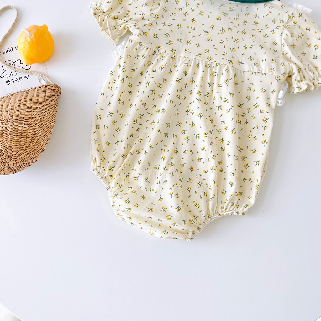 Áo liền quần SANLUTOZ cotton in họa tiết hoa thời trang mùa hè xinh xắn dành cho bé gái