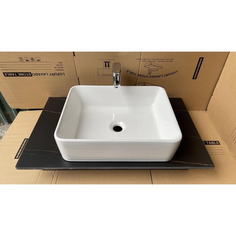 [NOWSHIP 1H HCM]Lavabo đặt bàn nhỏ đặt bàn  48x37cm chữ nhật, chậu rửa mặt