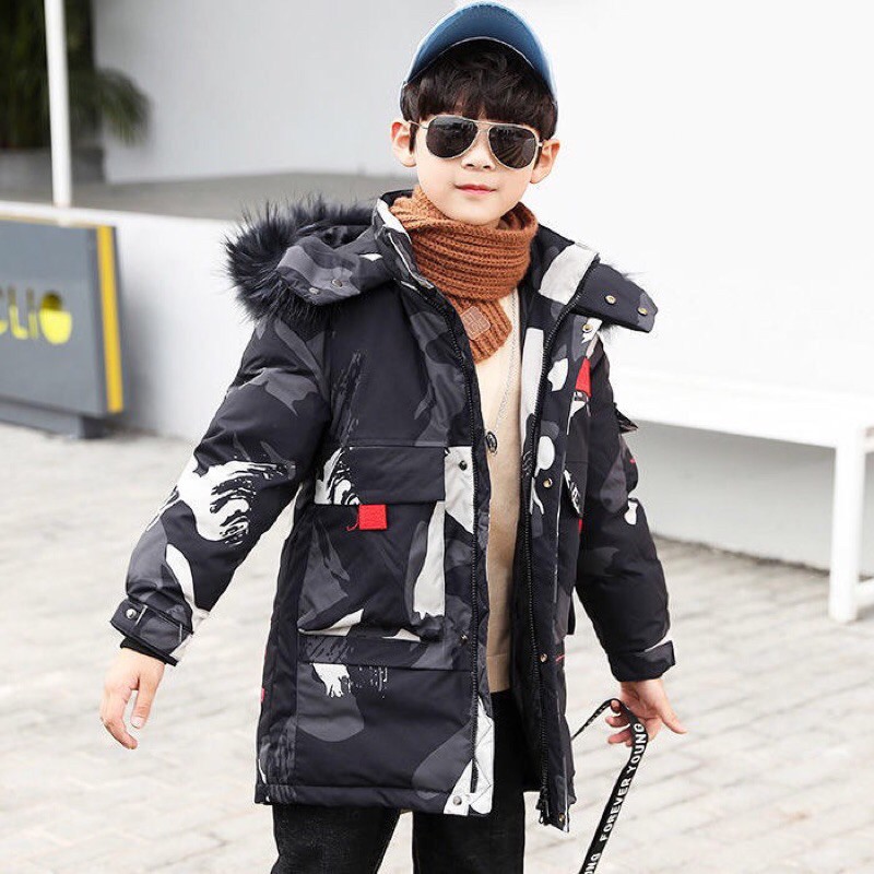 Áo Khoác Phao rằn ri Bé Trai 1m1-1m68 Phong Cách Hàn Quốc