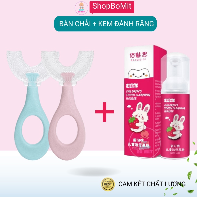 Combo bàn chải cho bé + kem đánh răng dạng bọt SHOPBOMIT BC3+KDR1