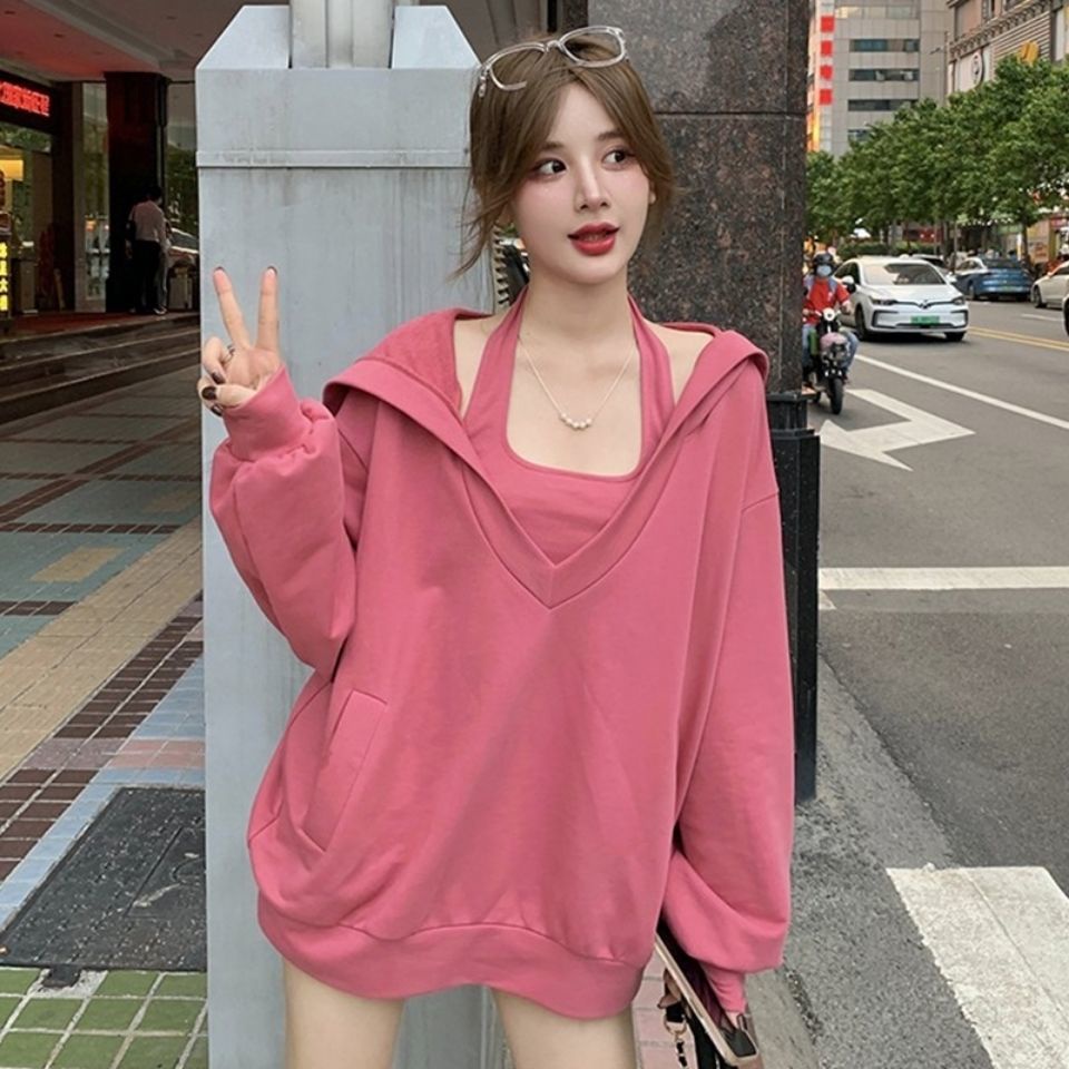 COZOK Set áo hoodie không tay + áo khoác ngoài thời trang dành cho nữ