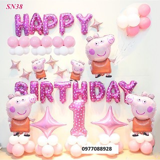 Set bóng bay trang trí sinh nhật hình heo peppa