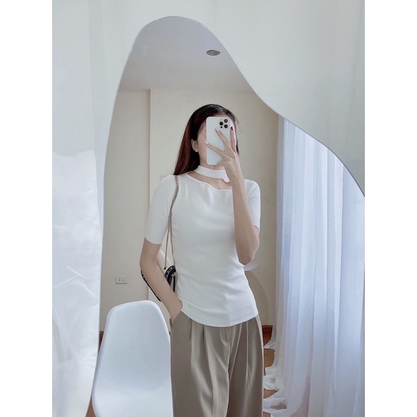 Annie shirt - áo len tăm thiết kế khoét vai