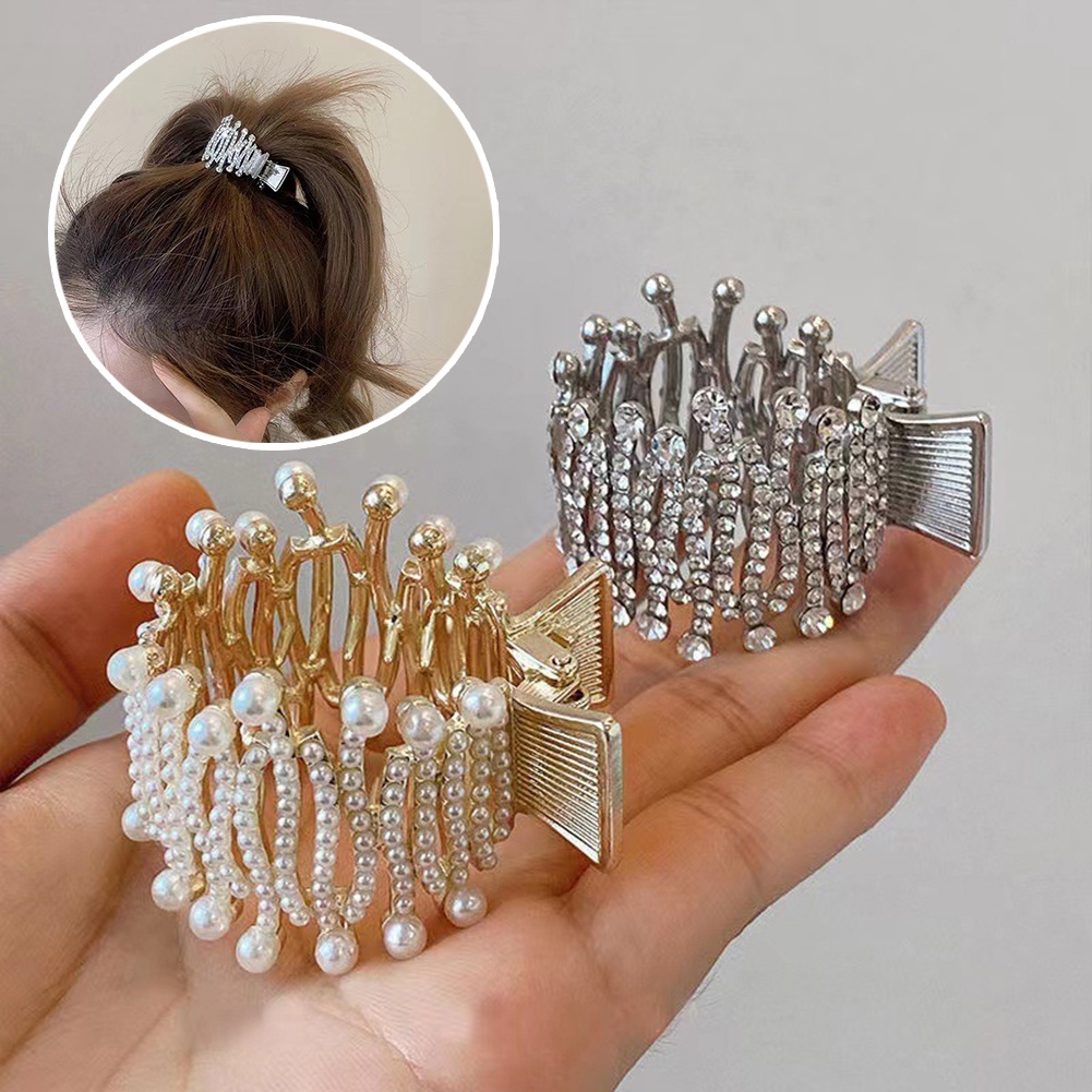 Kẹp Tóc Càng Cua Cố Định Đuôi Ngựa Đính Đá Toàn Diện Thời Trang Cho Nữ