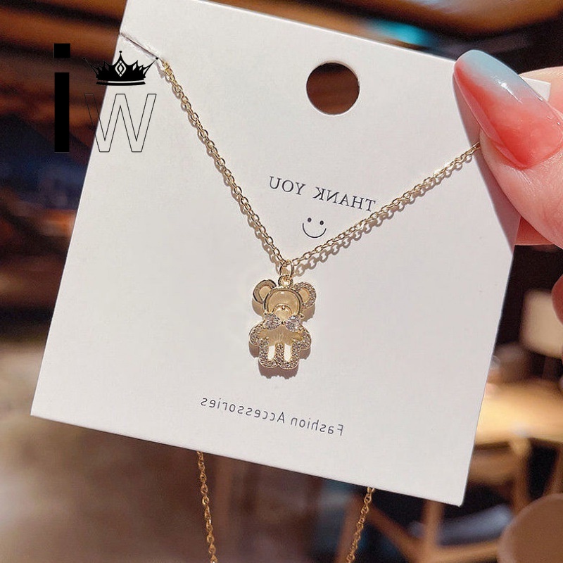 Dây chuyền hợp kim mặt hình gấu đính đá zircon tinh xảo thời trang cho nữ