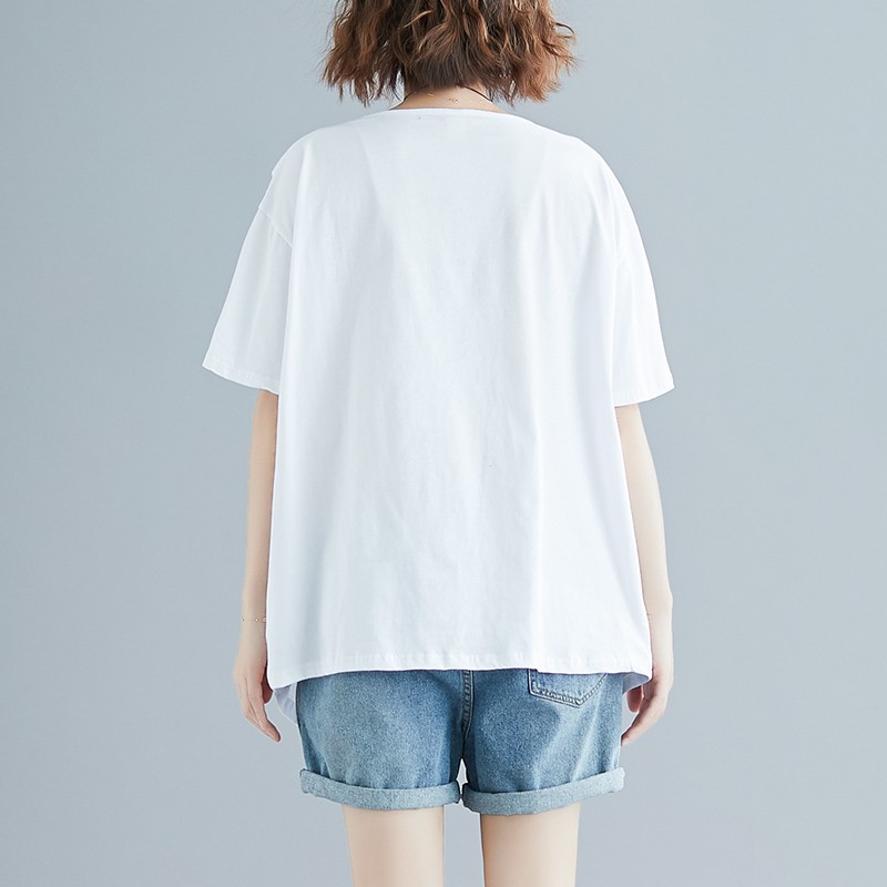 (A026) Áo tshirt nữ bigsize vải thun mát mẻ vạt xẻ cách điệu (fit 95kg)