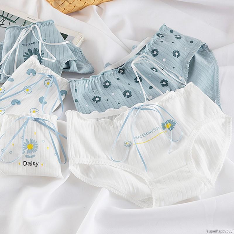 Quần Lót Cotton In Họa Tiết Hoa Cúc Xinh Xắn Kiểu Nhật Bản Cho Nữ