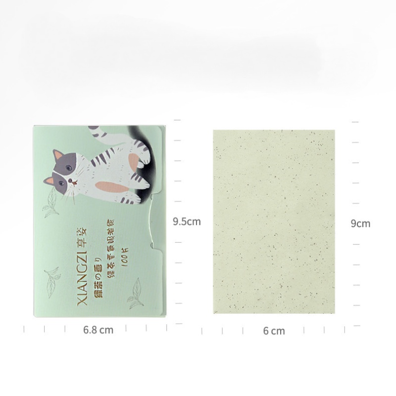 Set 100 giấy thấm dầu chiết xuất trà xanh/than tre tiện dụng