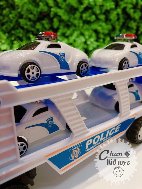 Xe tải police chở 5 xe mini loại to cho bé ( ảnh&clip thật )