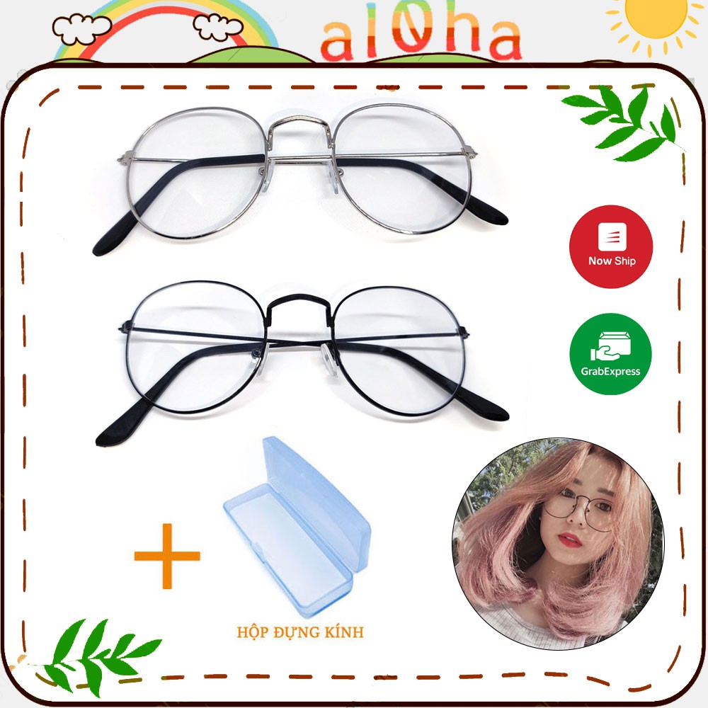 Mắt kính thời trang chống bụi gọng sắt tròn K024 nobita unisex nam nữ style giả cận, phong cách tri thức, lịch sự