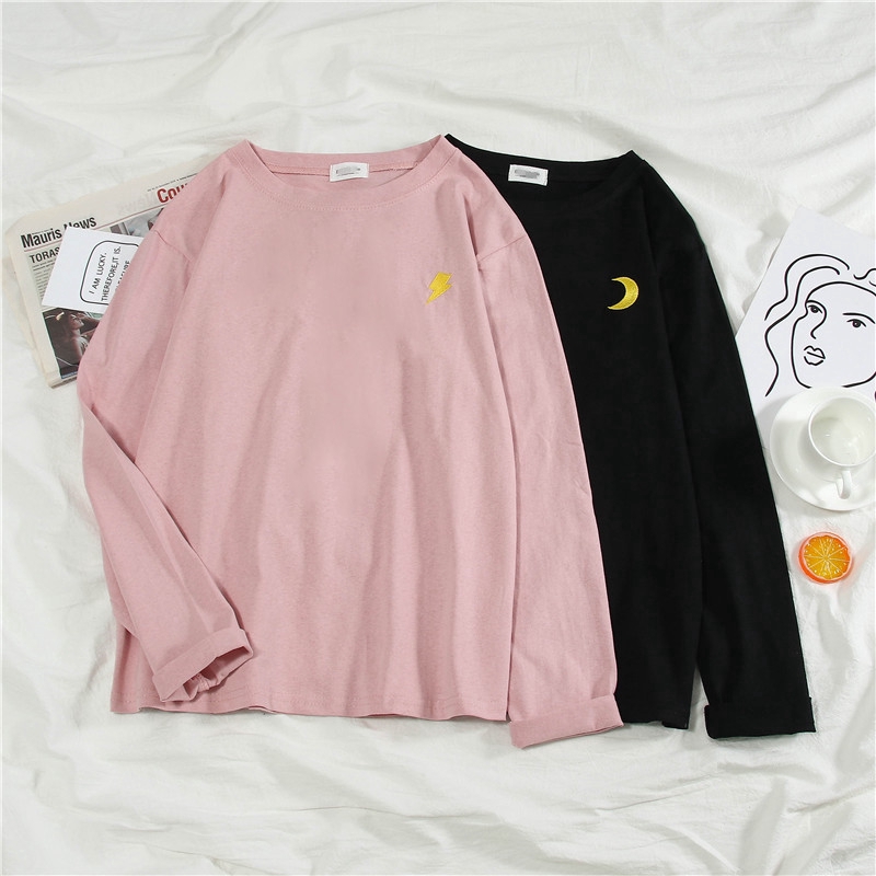 SUXI Áo thun dài tay in hình dễ thương phong cách Hàn Quốc