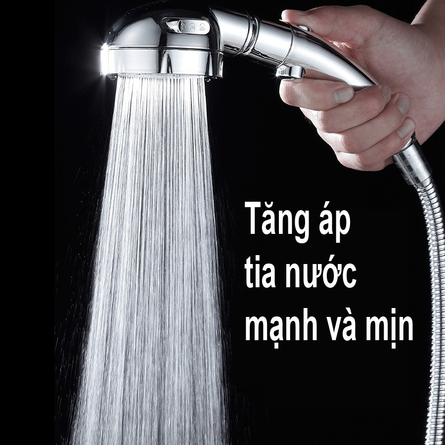 Đầu Vòi Tắm Hoa Sen Tăng áp Có Nút Khóa Nước,3 chế độ Phun, Xoay 360 độ Hàng Xịn-SSA330