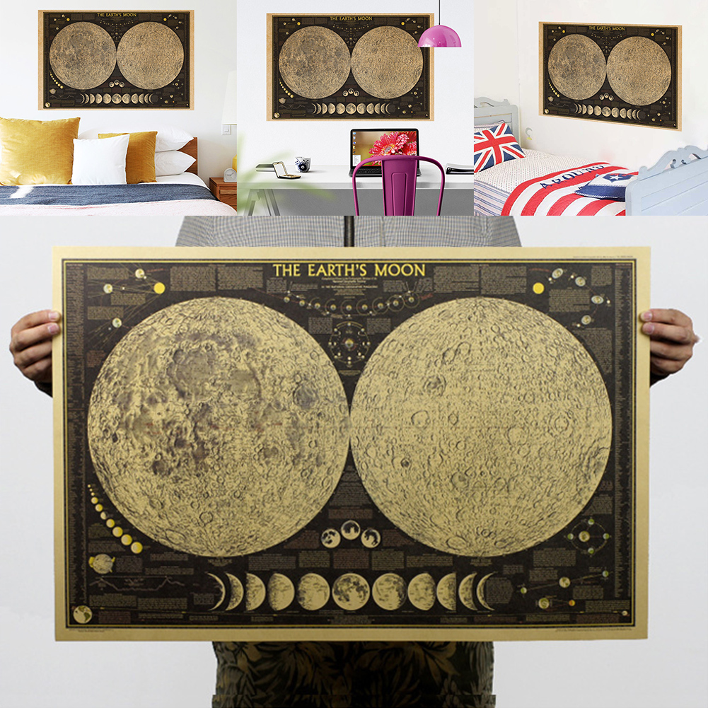 Tranh Treo Tường Hình Bản Đồ Mặt Trăng Cổ Điển