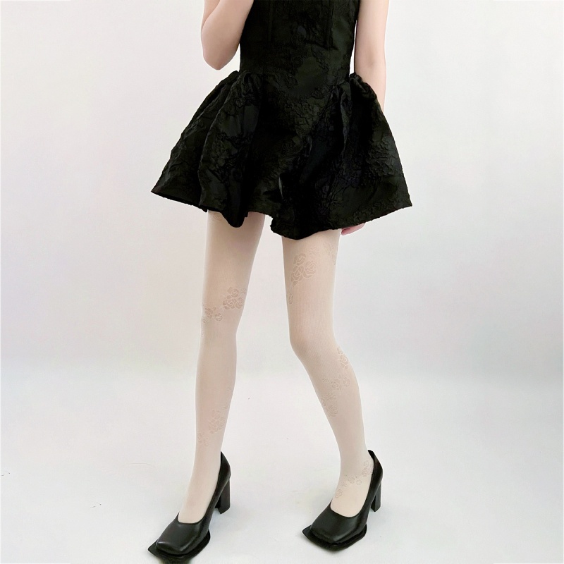 XIXI Quần Tất Họa Tiết Hoa Hồng Phong Cách Lolita Nhật Bản Cho Nữ
