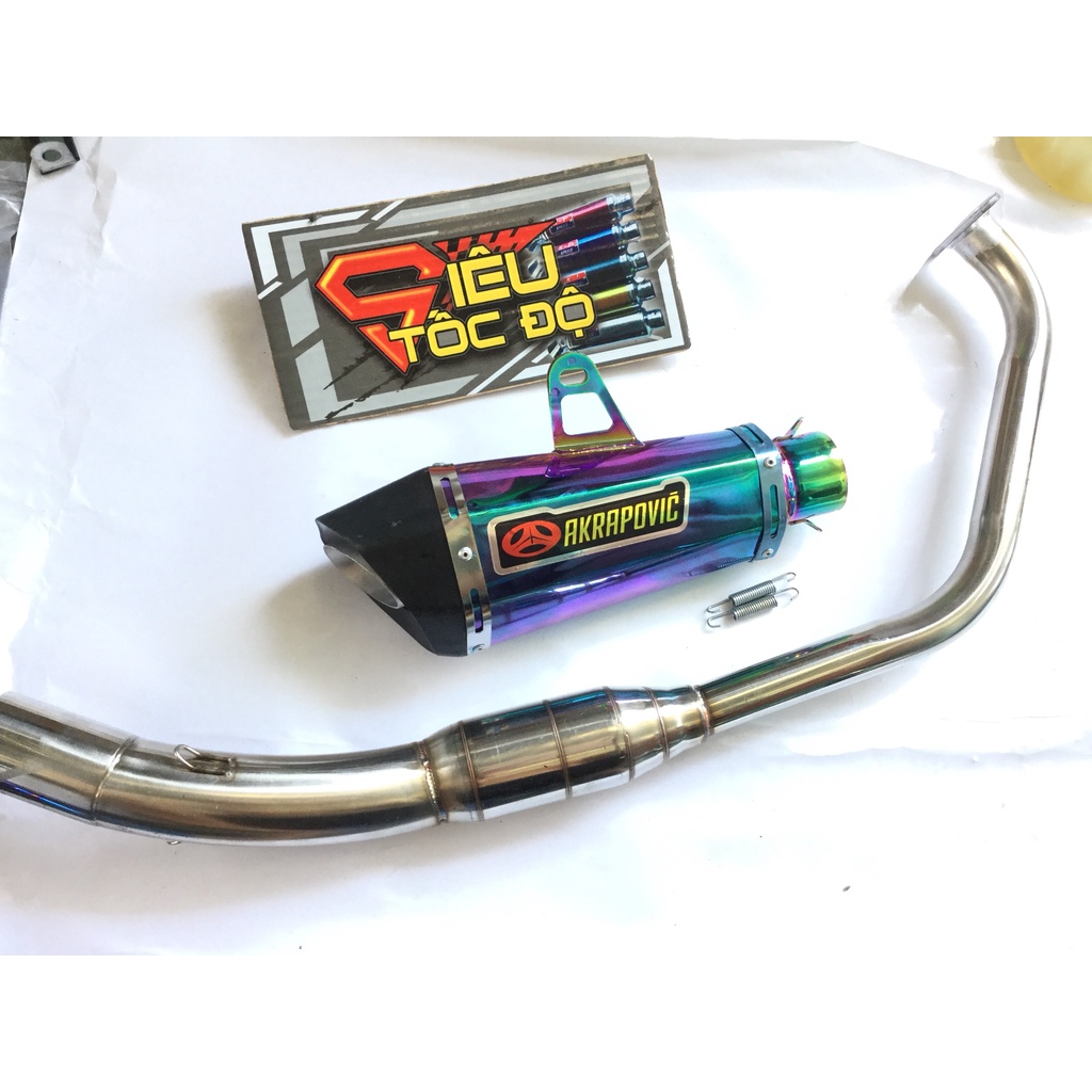 Bộ pô akapovic 7 MÀU full cổ bầu hơi inox exciter, winer, sonic, raider, satria, gsx, tfx, fz, cbr, r15,...