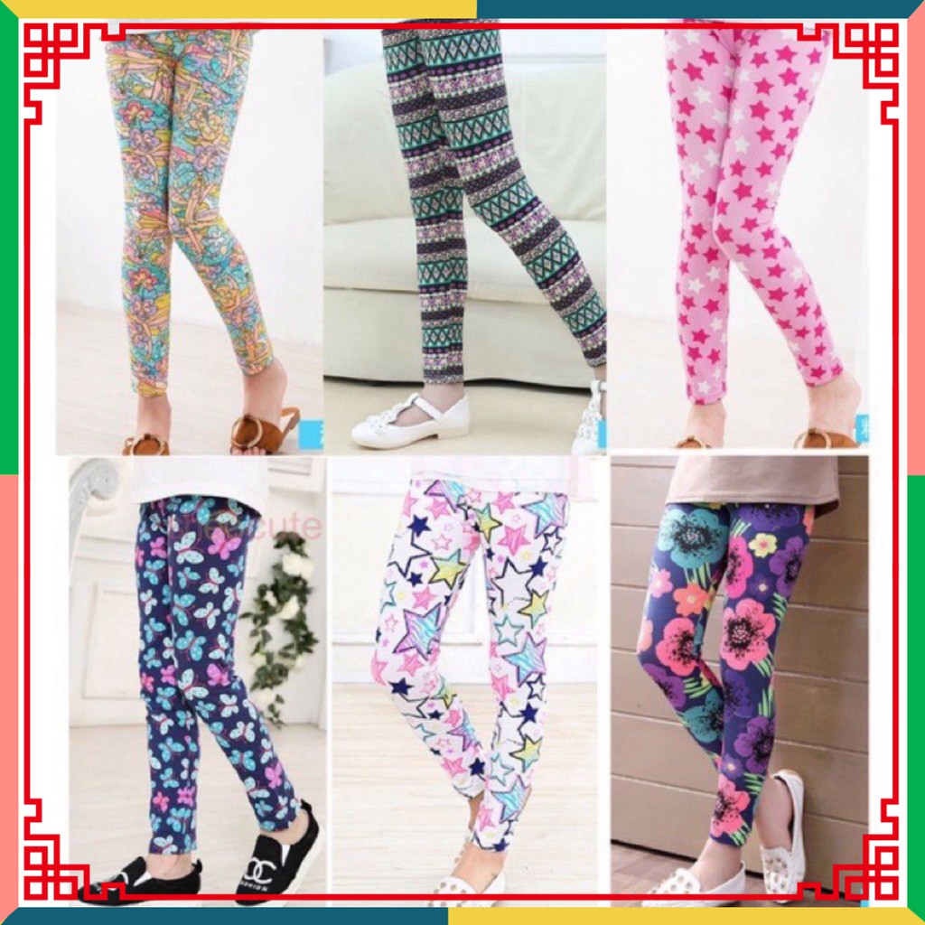 [7-15kg] Quần Legging Cho Bé Gái Set 3Cai Thun Cotton Xuất Mềm Co Giãn (7-16kg)