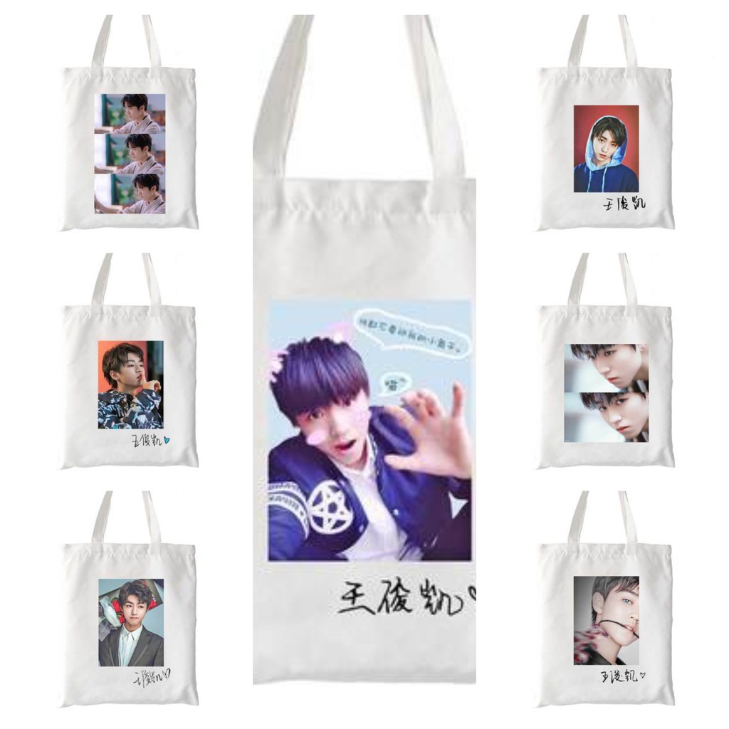 Túi tote vải trắng đeo vai in hình VƯƠNG TUẤN KHẢI nhóm nhạc TFBOYS idol thần tượng hoa ngữ phong cách cá tính đẹp