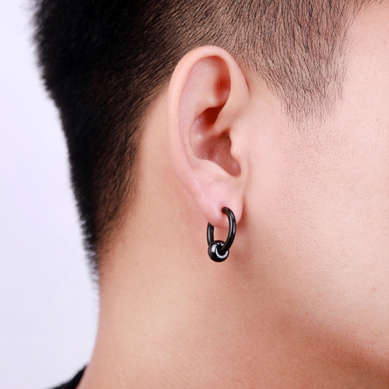 1 Khuyên Kẹp Vành Tai Bằng Thép Titan Không Gỉ Màu Đen / Bạc Phong Cách Gothic Punk Dành Cho Nam Và Nữ
