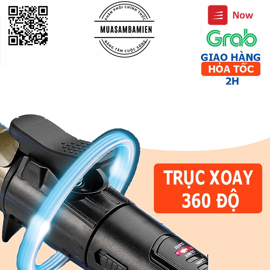 Máy uốn tóc cao cấp Hàn Quốc 8801 Xoay trục 360 độ Chuyên nghiệp TẶNG KÈM KẸP VỊT