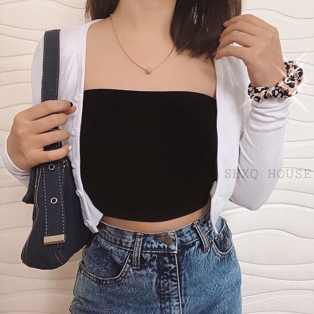 [HÌNH SHOP CHỤP] Áo Croptop Nút Cài Amy Top