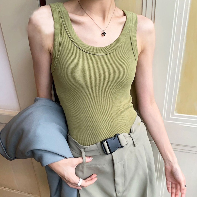 Áo Dệt Kim Sát Nách Màu Trơn Dáng Ôm Thời Trang Cho Nữ