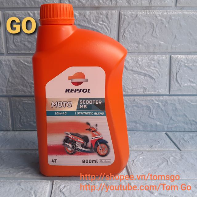 DẦU NHỚT XE TAY GA REPSOL MOTOR SCOOTER MB 10W40 SYNTHETIC BLEND 0.8L || REPSOL 10W40 SCOOTER MB 800ml