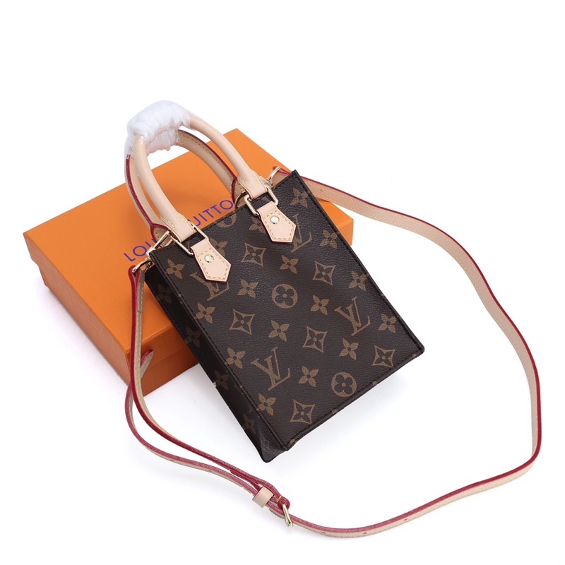 Túi xách nữ một ngăn chính phụ kiện dây đeo chéo bằng da nhỏ túi dáng cao in logo louis vuitton LV