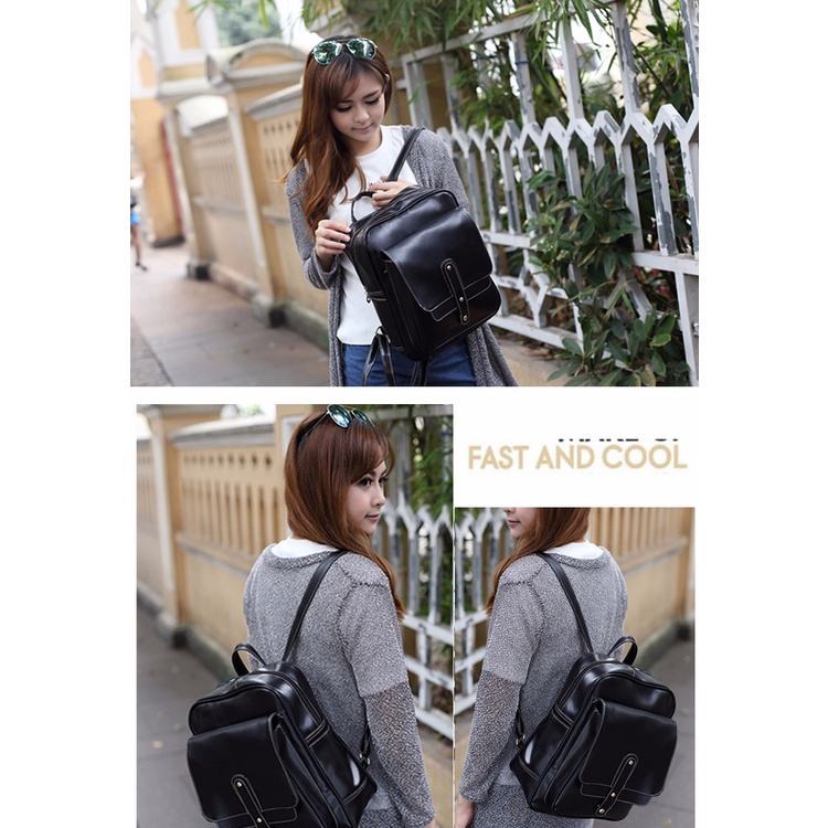 Ba Lô Da PU Phong Cách Hàn Quốc Năng Động Trẻ Trung Dành Cho Nữ