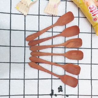Bộ 5 Thìa , muỗng gỗ Nhãn đầu vuông uống cafe xuất khẩu Nhật (13,5cmx2,5cm)