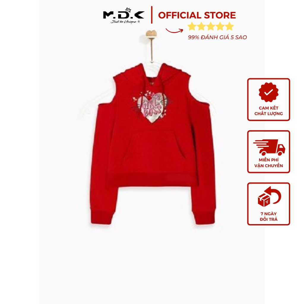 Áo hoodie bé gái dài tay khoét vai Girl Boss M.D.K - xinh xắn, dễ thương