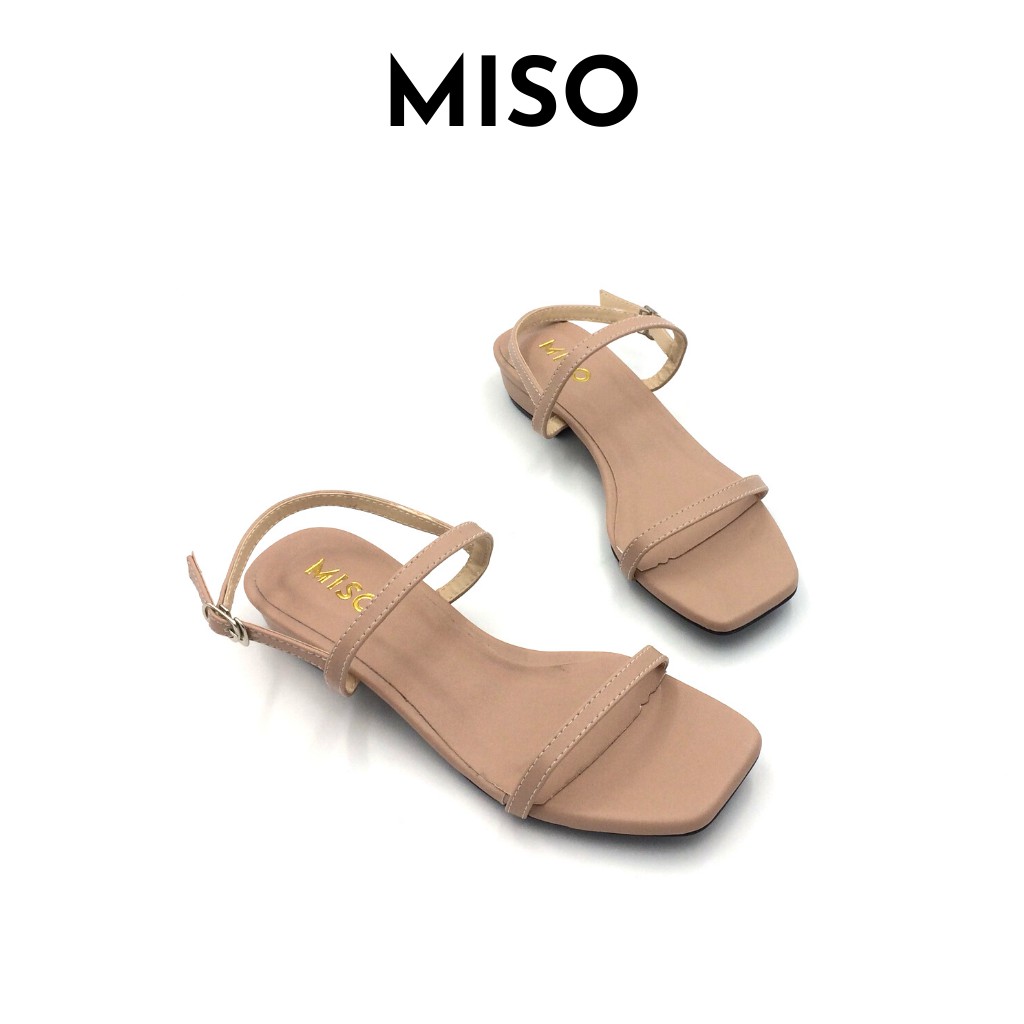 Giày sandal nữ basic mũi vuông trendy quai ngang mảnh gót 2cm nhẹ nhàng nữ tính MISO M008