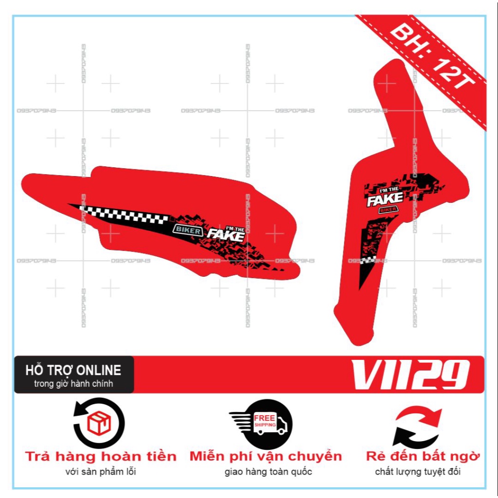 TEM XE VISION 2016 CHẾ DÁN XE ĐỎ -- SHIN DECAL 2