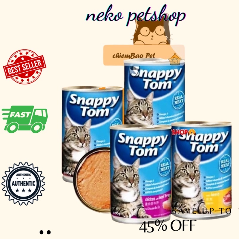 Pate lon 400g vị bò và gà siêu thơm và tiết kiệm cho cả chó và mèo tiện lợi-pate snappy tom Morando