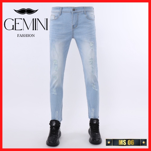 Quần jean nam xanh trơn quần bò nam dài cao cấp Gemini co dãn 4 chiều MS06