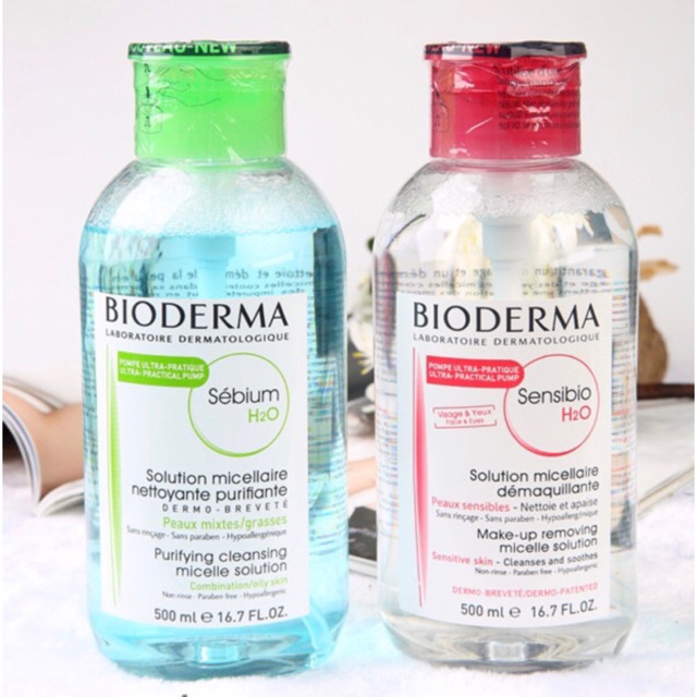 Nước tẩy trang Bioderma H2O ,Tẩy trang làm sạch nắp bật bản mới nhất 500ml