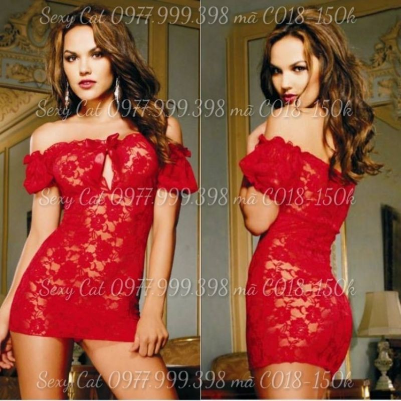 váy ngủ đầm ngủ thun ren trễ vai sexy gợi cảm