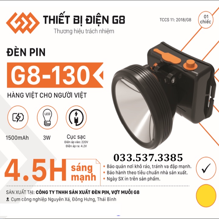 Đèn đeo đầu, đèn bin đội đầu G8 130